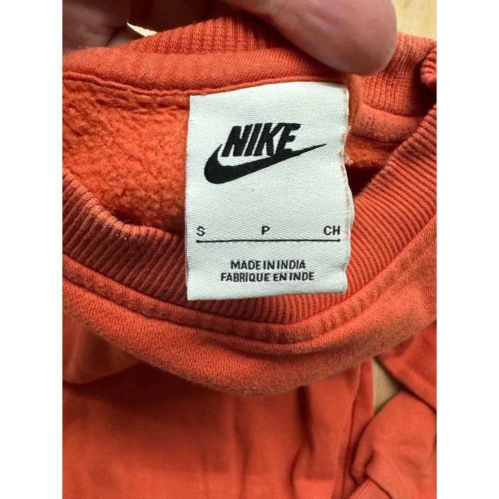 Nike Kids Orange Crewneck Sweatshirt Fleece Pullover Logo Size S‎ Small